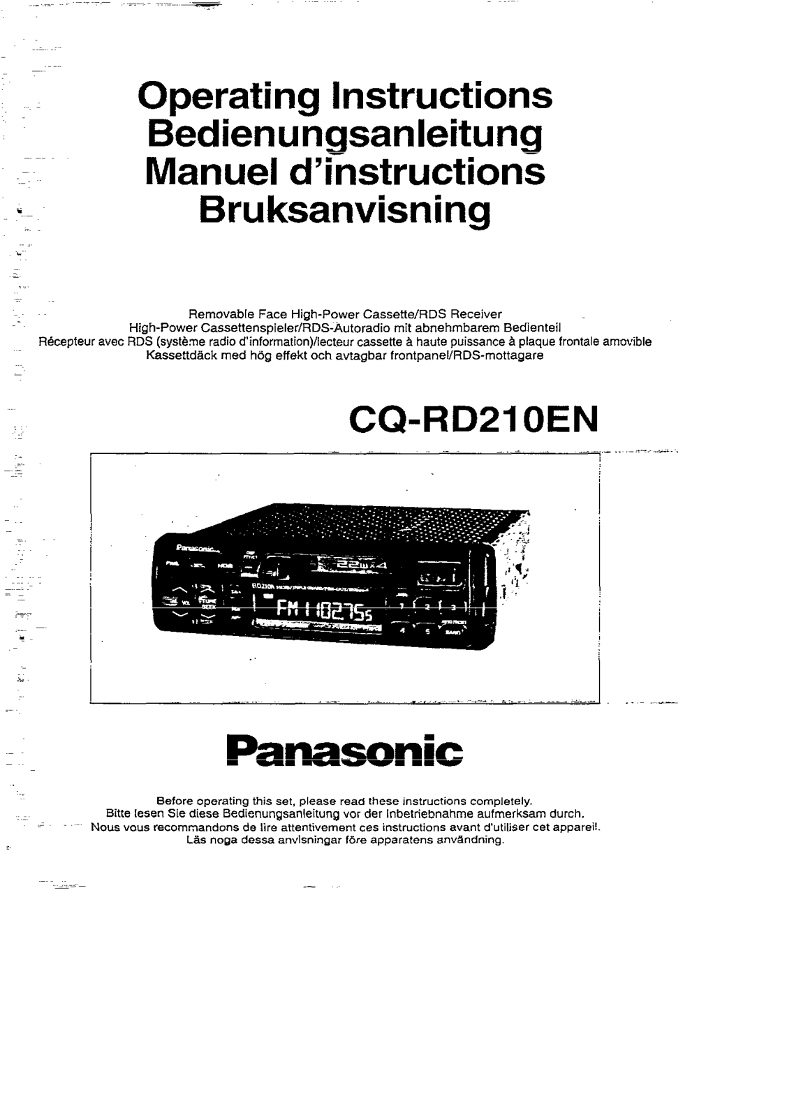 Panasonic CQ-RD210E User Manual