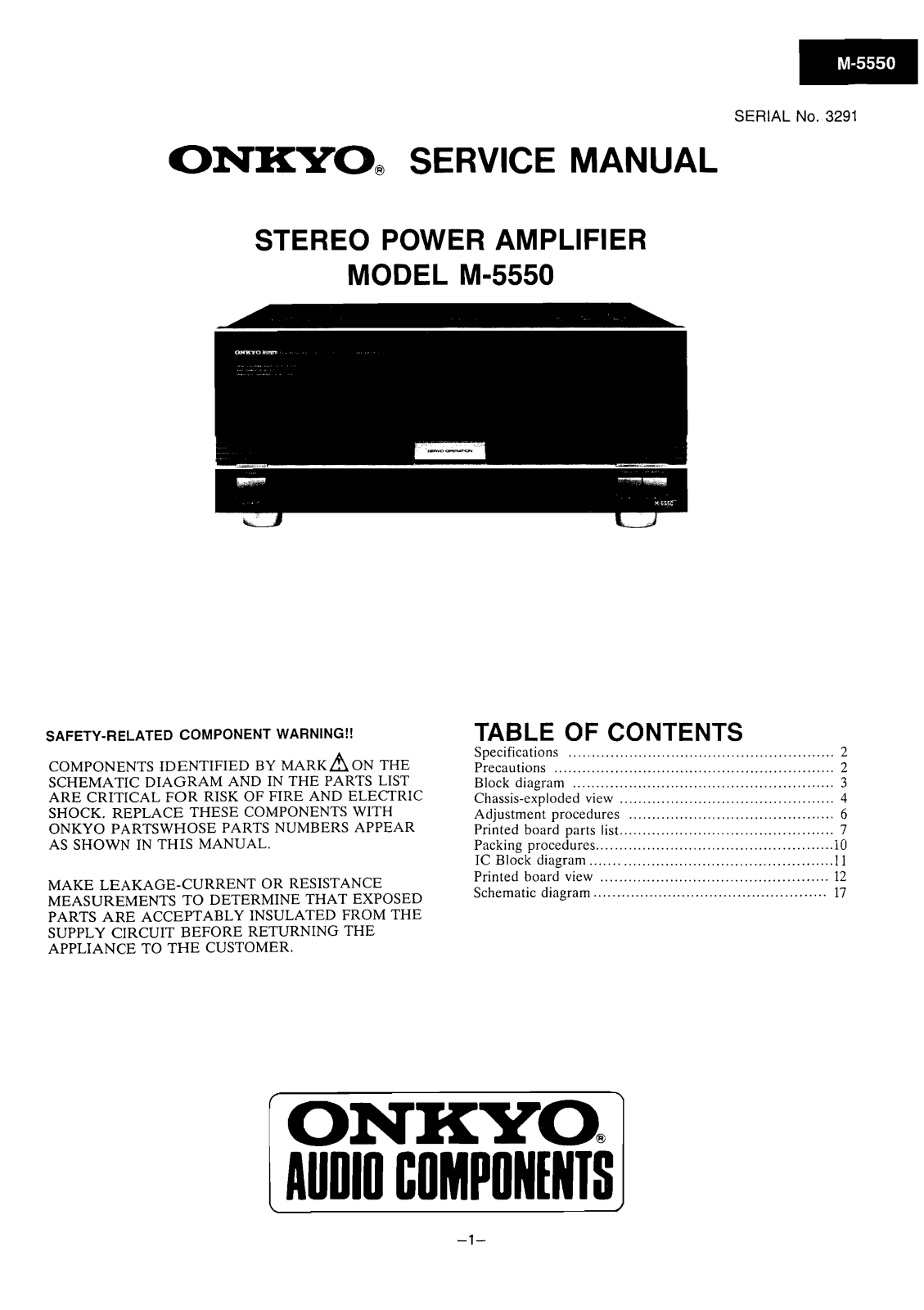 Onkyo M-5550 Service Manual