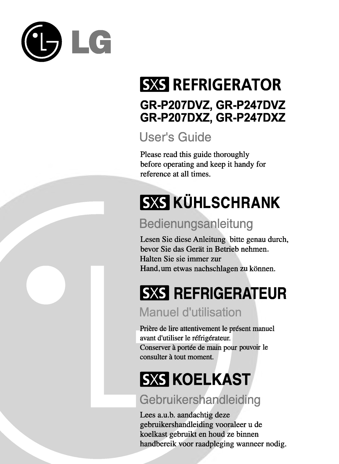 LG GRP207DXZ User Manual