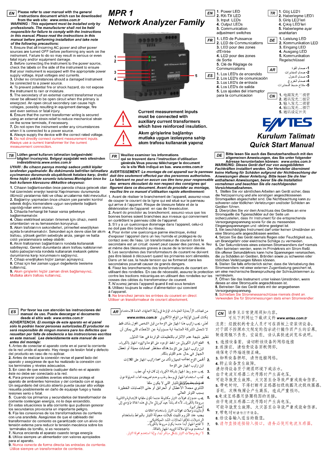 ENTES MPR-14-S, MPR-15S-22, MPR-16S-21, MPR-17S-23, MPR-18S-32 User guide