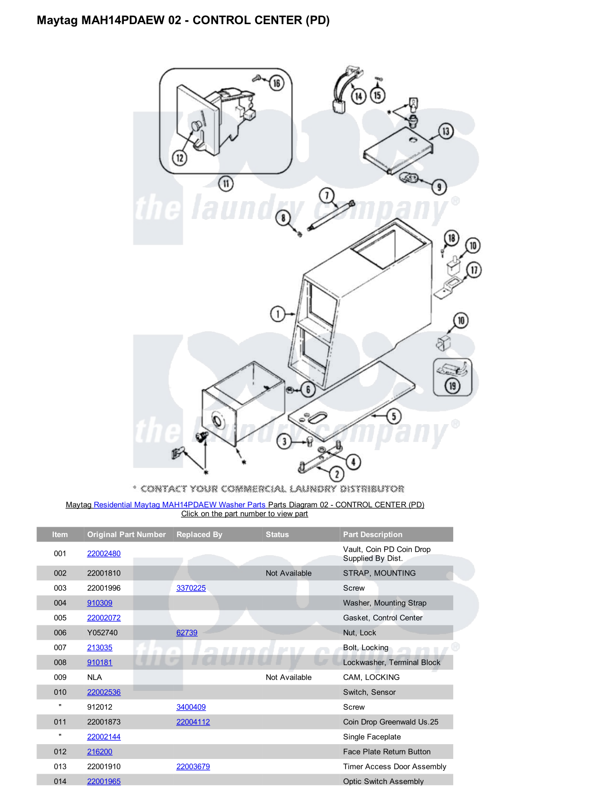 Maytag MAH14PDAEW Parts Diagram