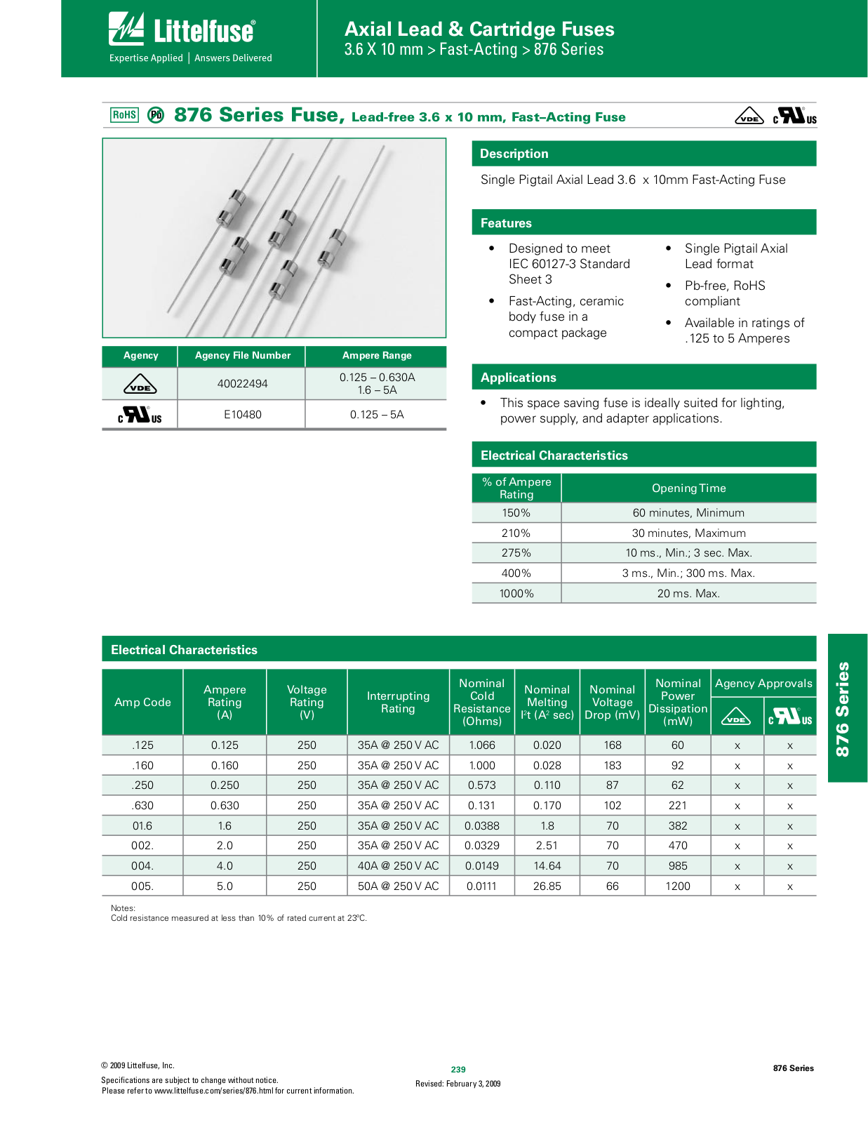 Littelfuse 876 User Manual