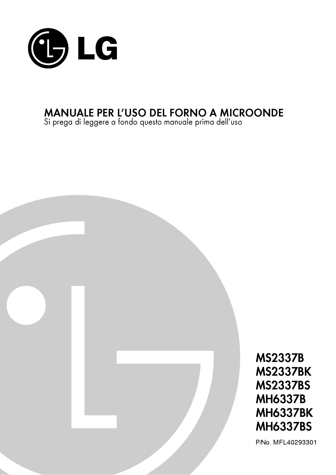 Lg MH-6337BK, MH-6337BS, MS-2337B, MS-2337BK, MS-2337BS User Manual