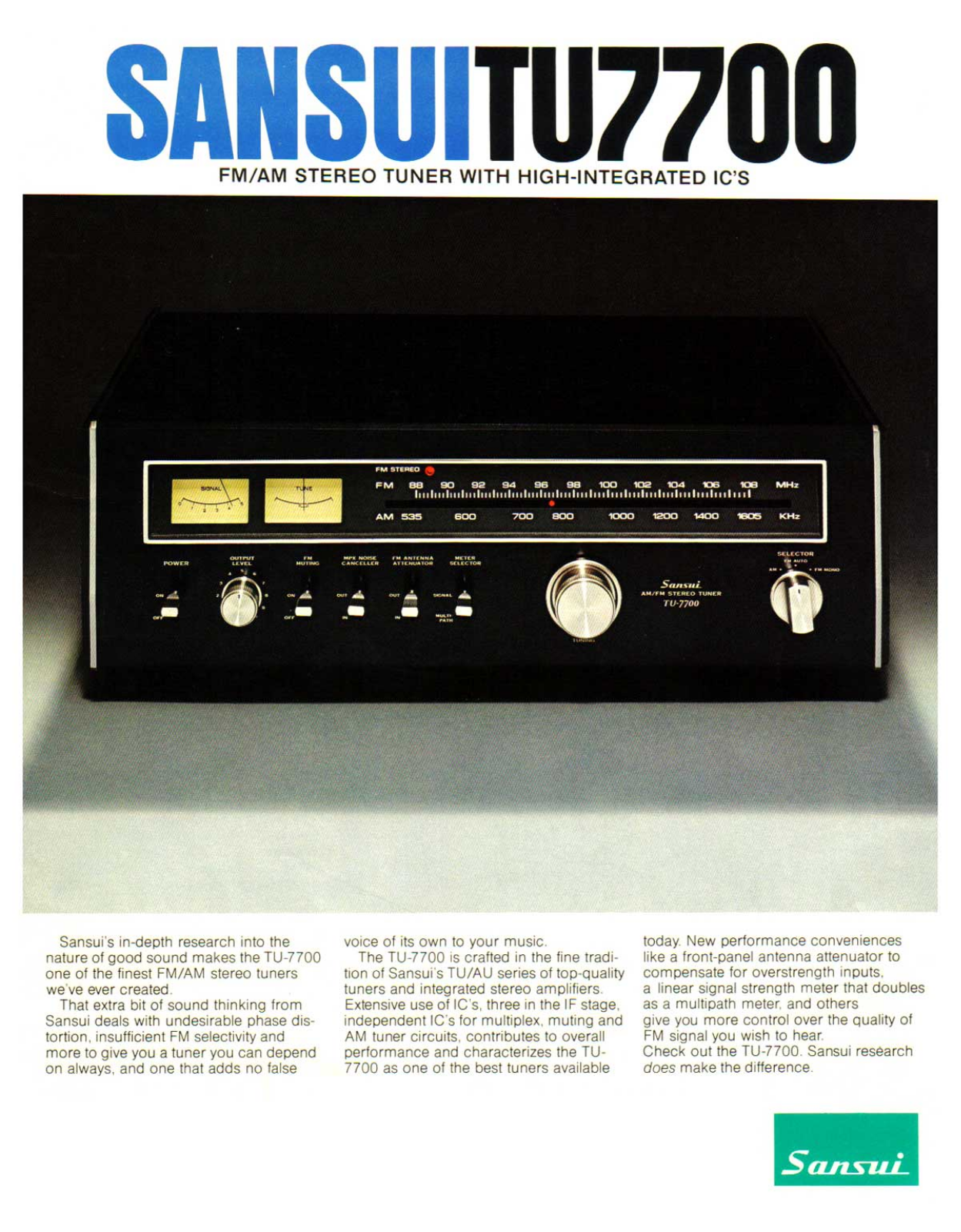 Sansui TU-7700 Brochure