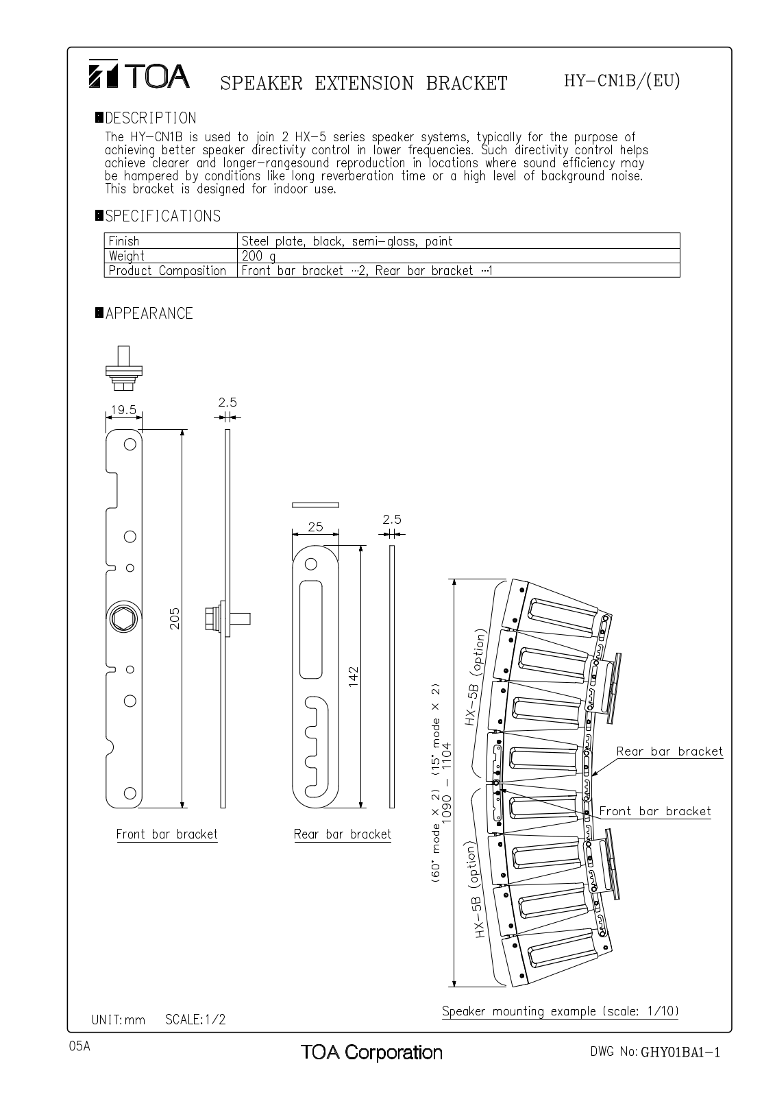 TOA HY-CN1B User Manual