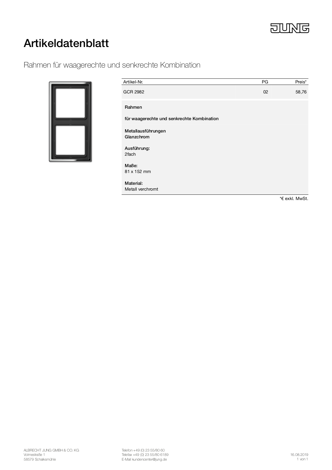 Jung GCR 2982 User Manual