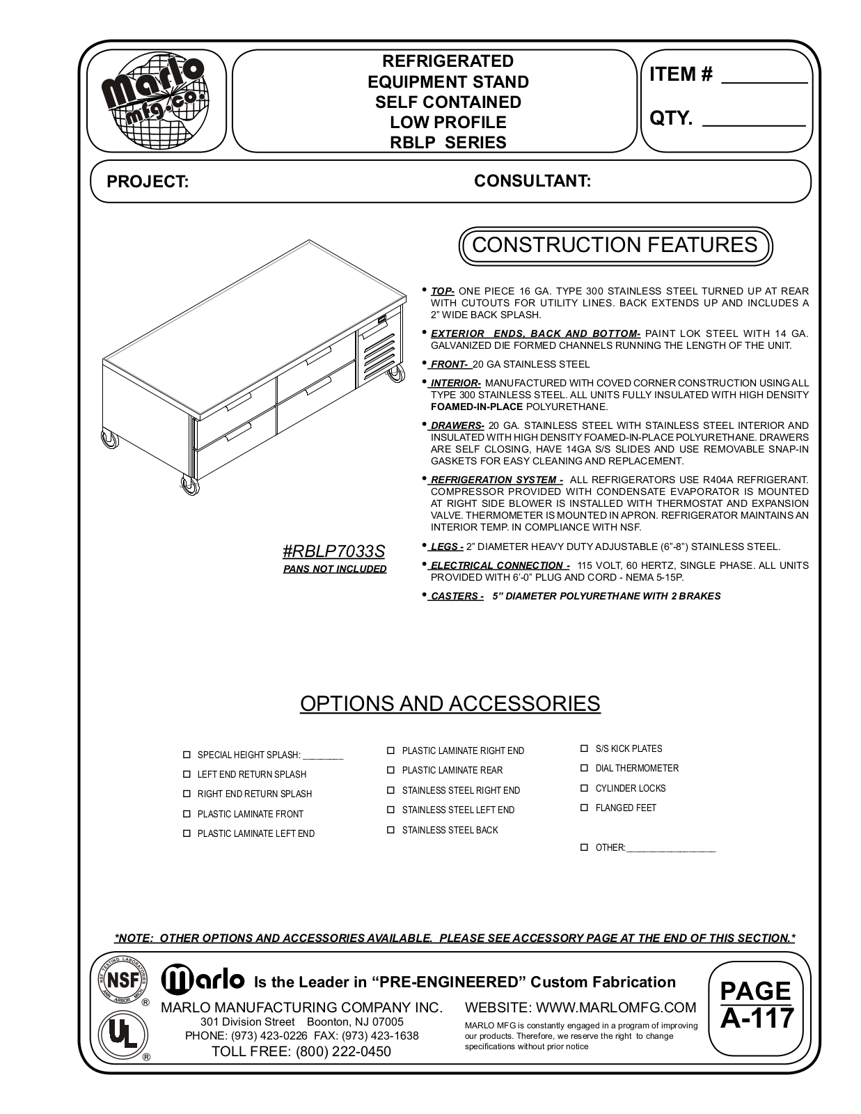 Marlo RBLP11233S User Manual