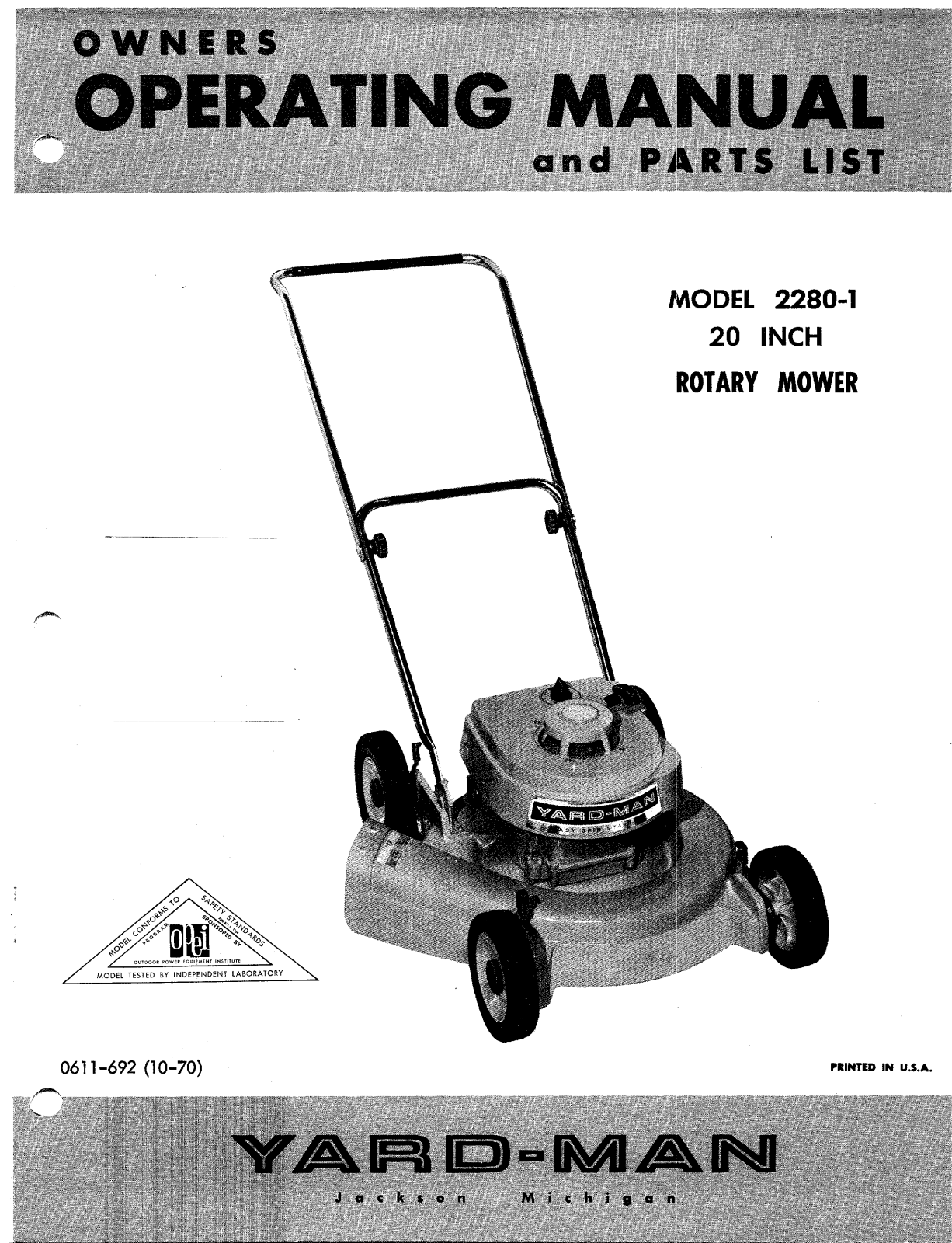 Yard-Man 2280-1 User Manual