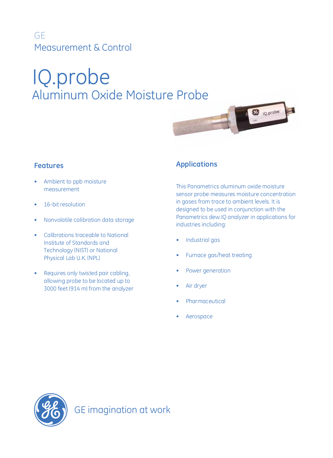 GE Sensing IQ.probe Specifications