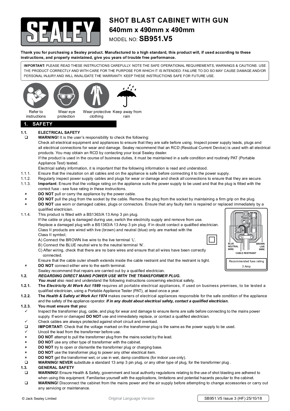 Sealey SB951.V5 User Manual