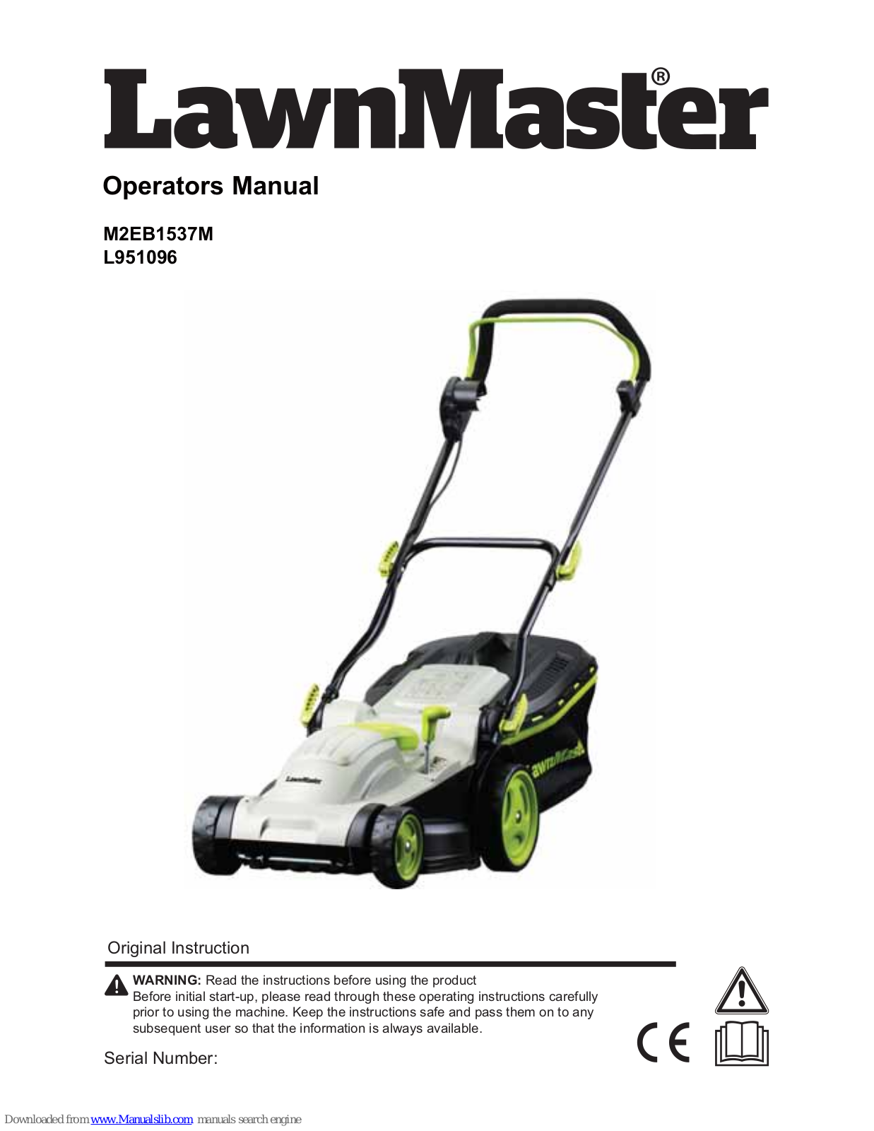 LawnMaster M2EB1537M, L951096 Operator's Manual