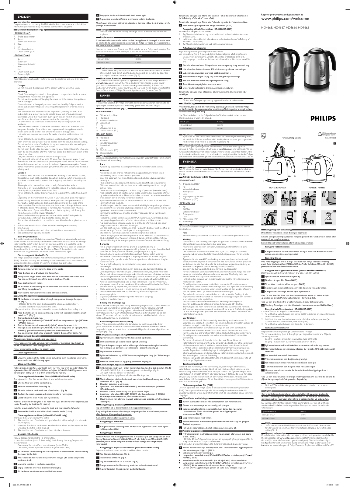 Philips HD4668, HD4667, HD4666, HD4665 User Manual