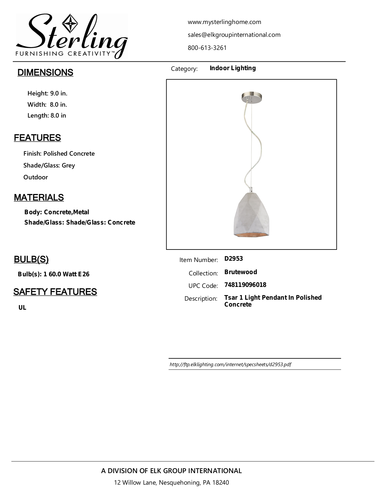 ELK Home D2953 User Manual