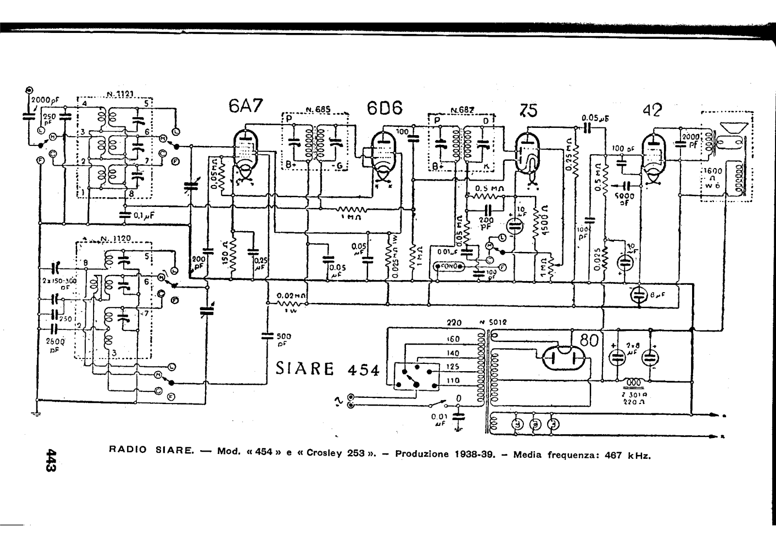 Siare Crosley 454, 253 schematic