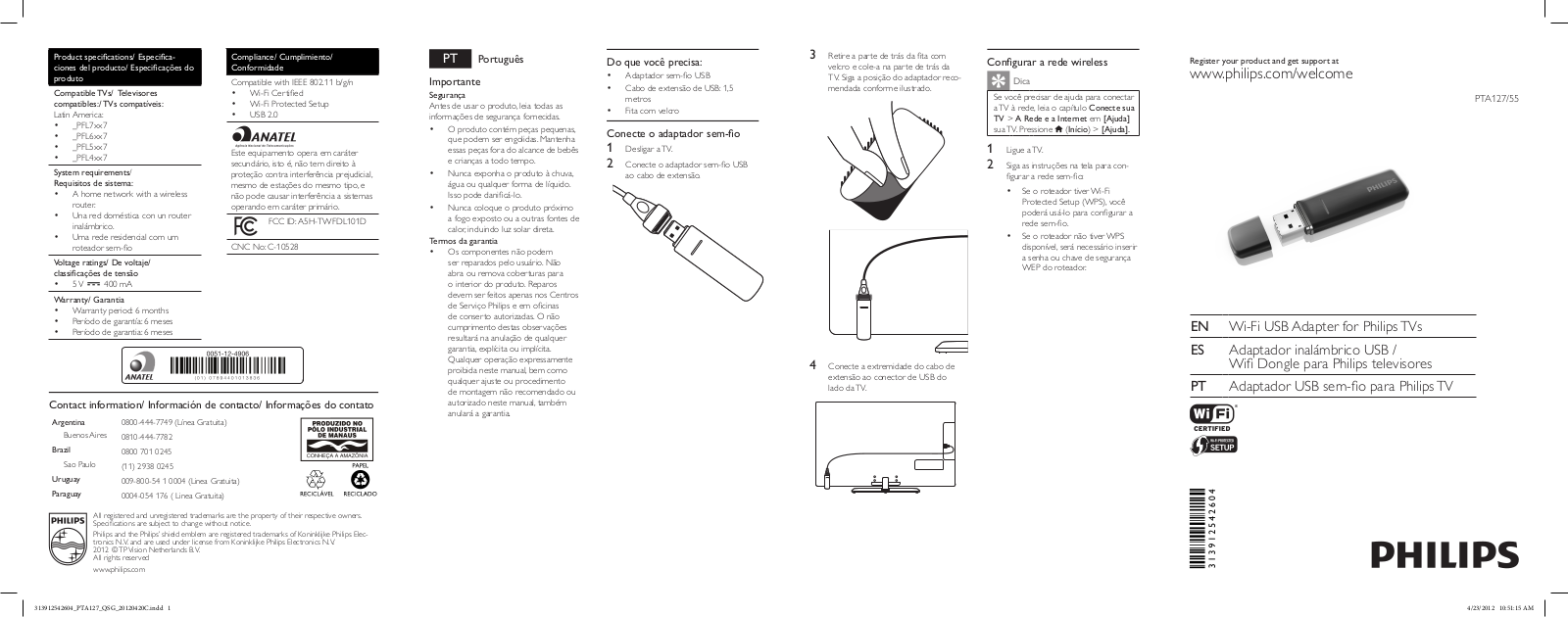 Philips PTA127/55 User manual