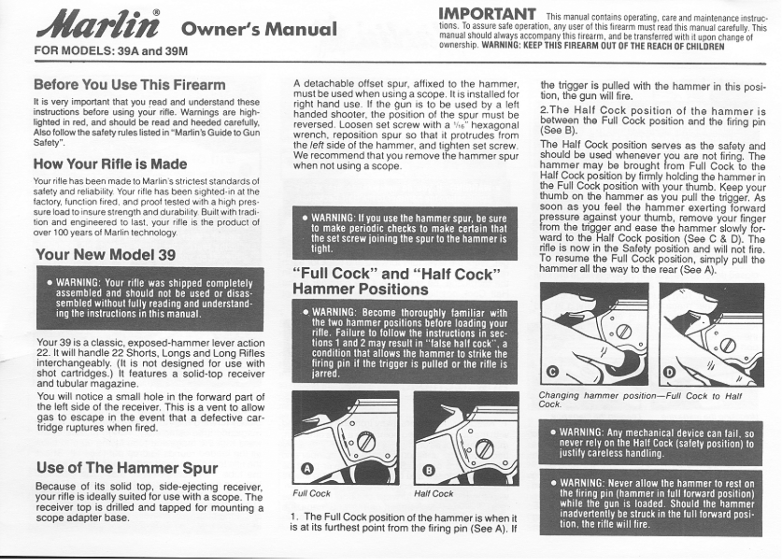 marlin 39a, 39m User Guide