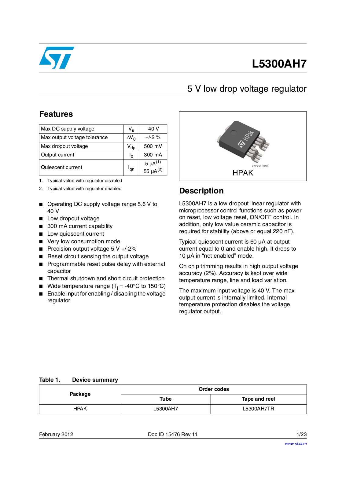 ST L5300AH7 User Manual