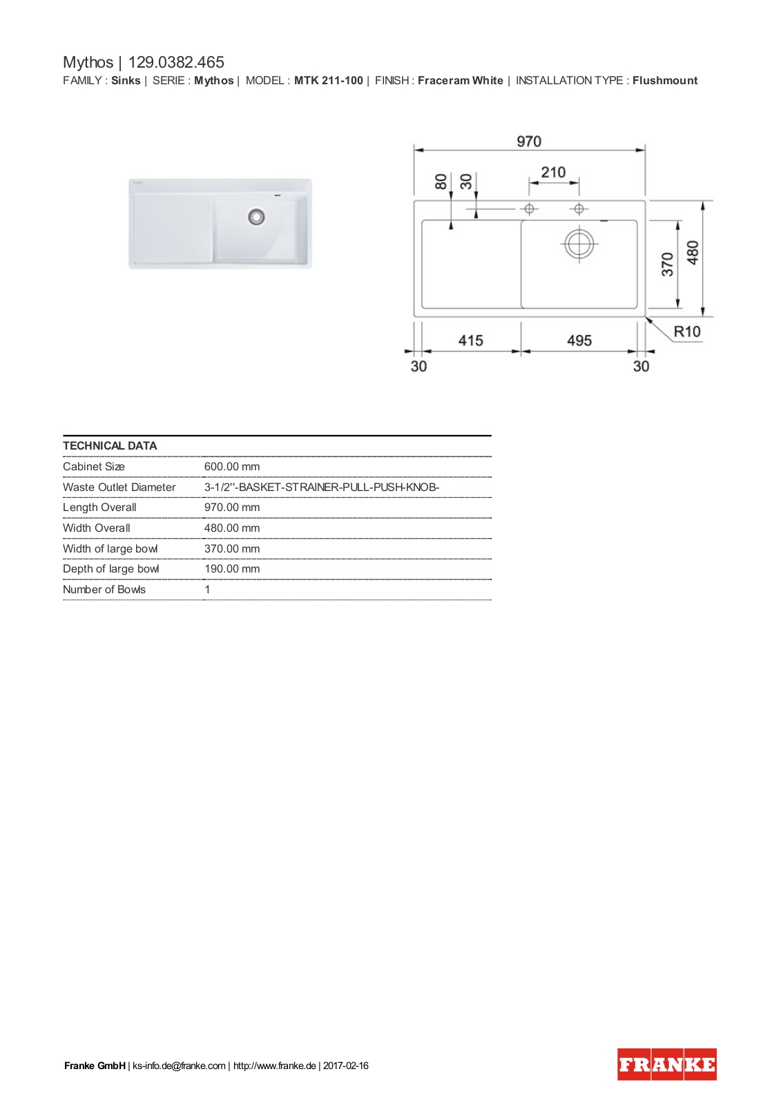 Franke 129.0382.465 Service Manual