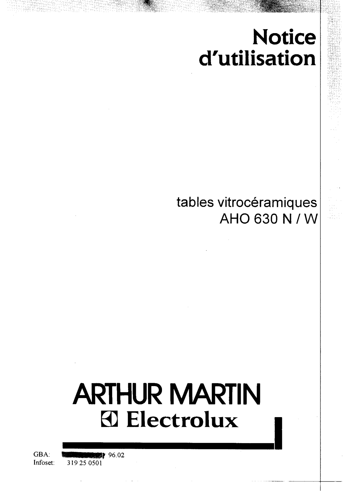 Arthur martin AHO630W, AHO630N User Manual