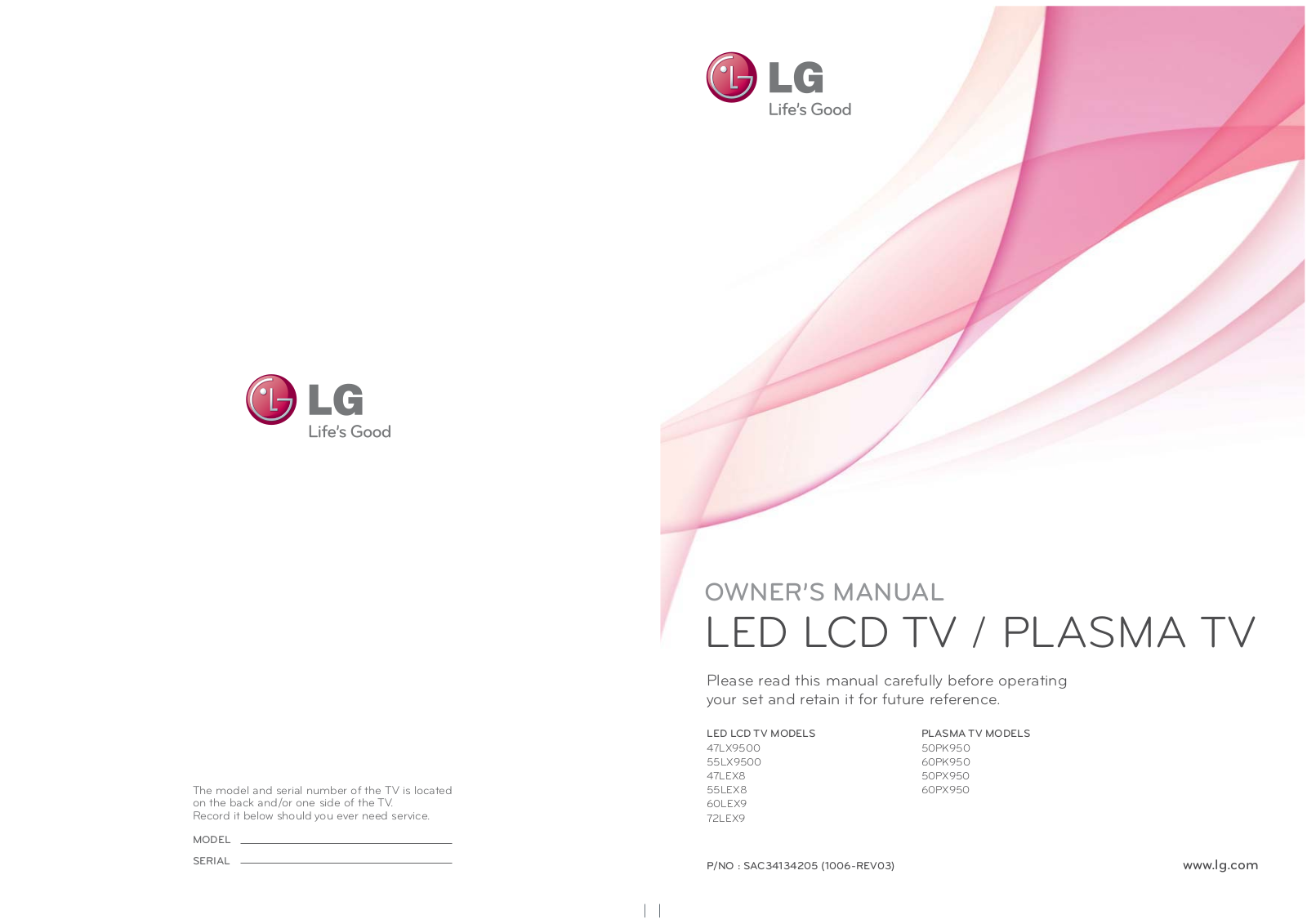 LG 60PX950UA User Manual