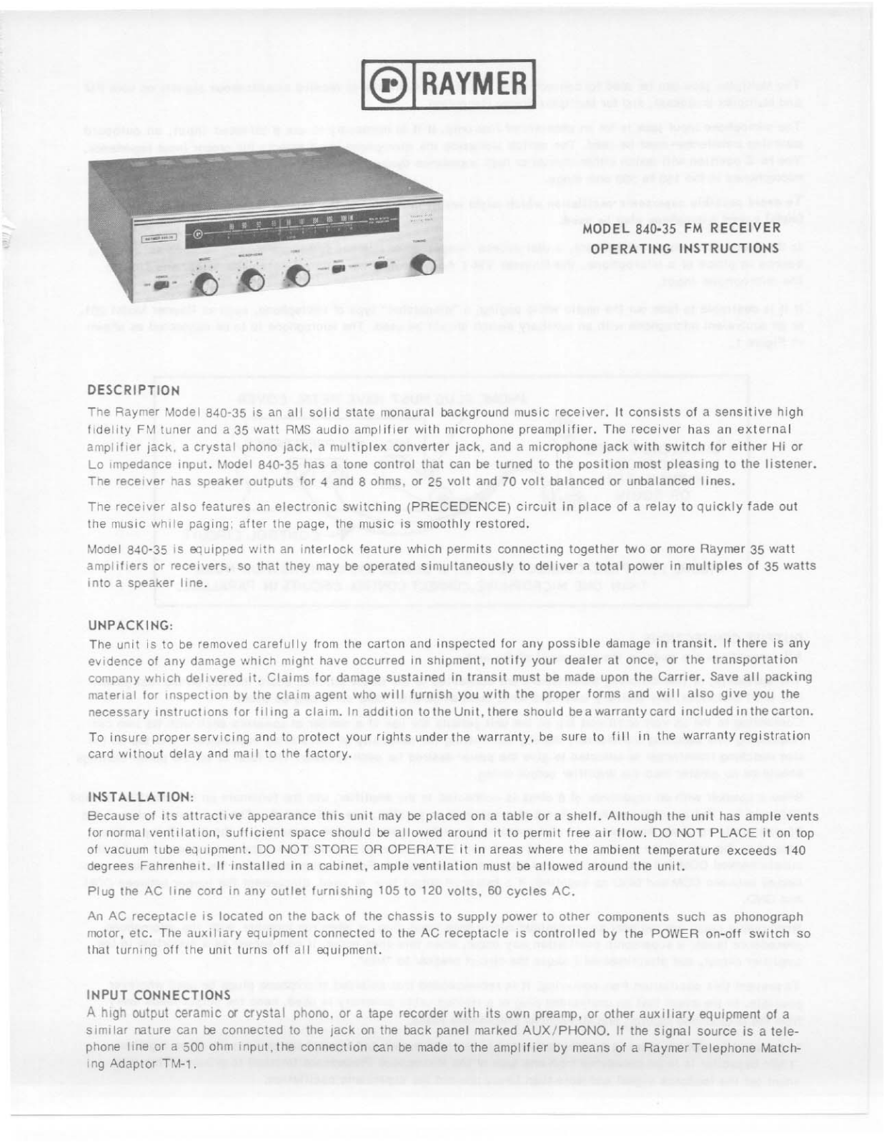 Telex 840-35 User Manual