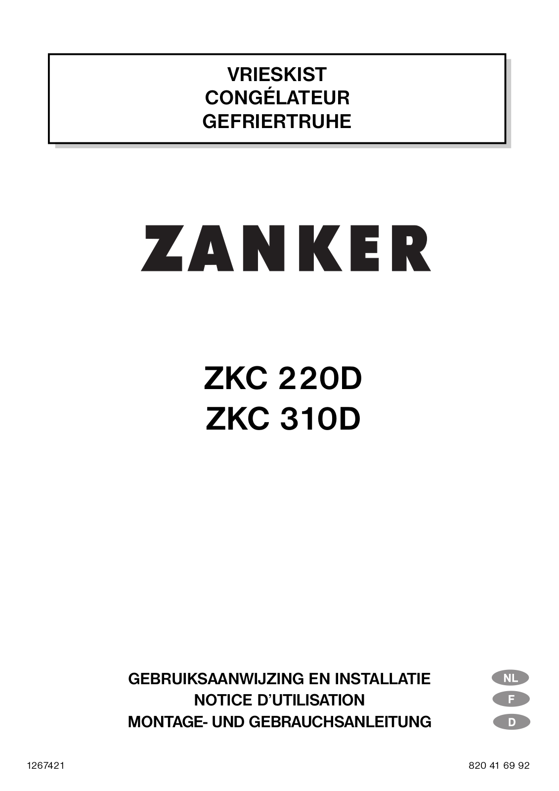 ZANKER ZKC220D, ZKC310D User Manual