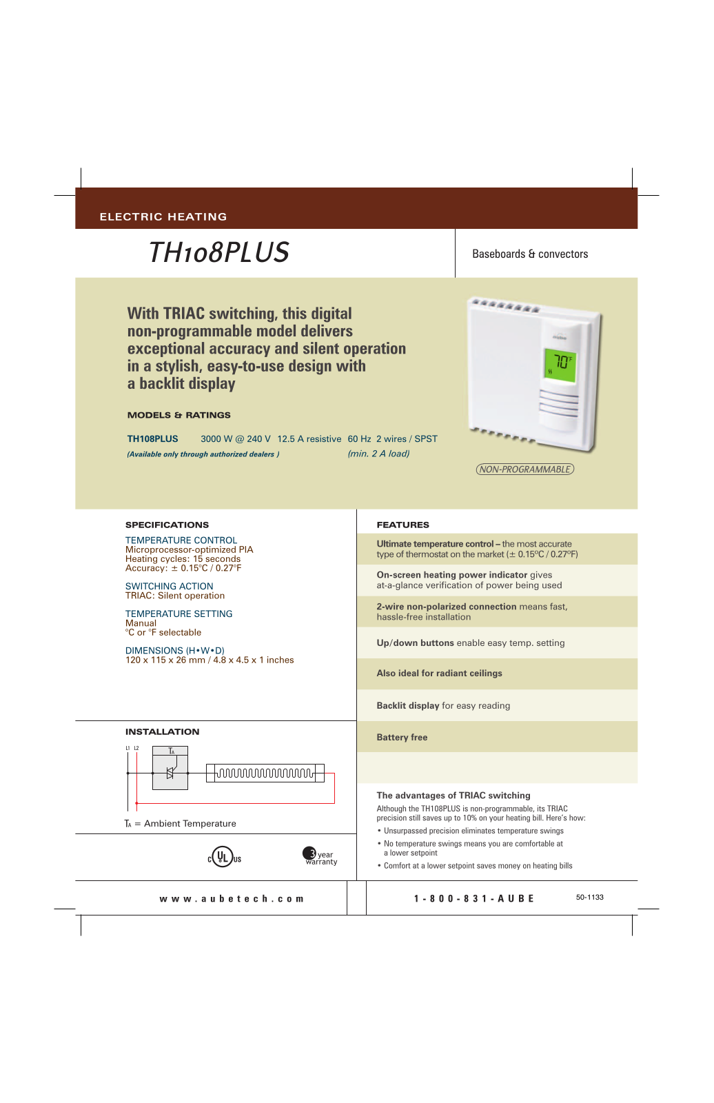 Aube Technologies TH108Plus 50-1133 User Manual