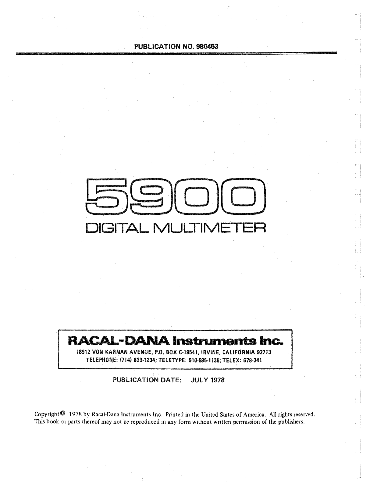 Racal 5900 User Manual