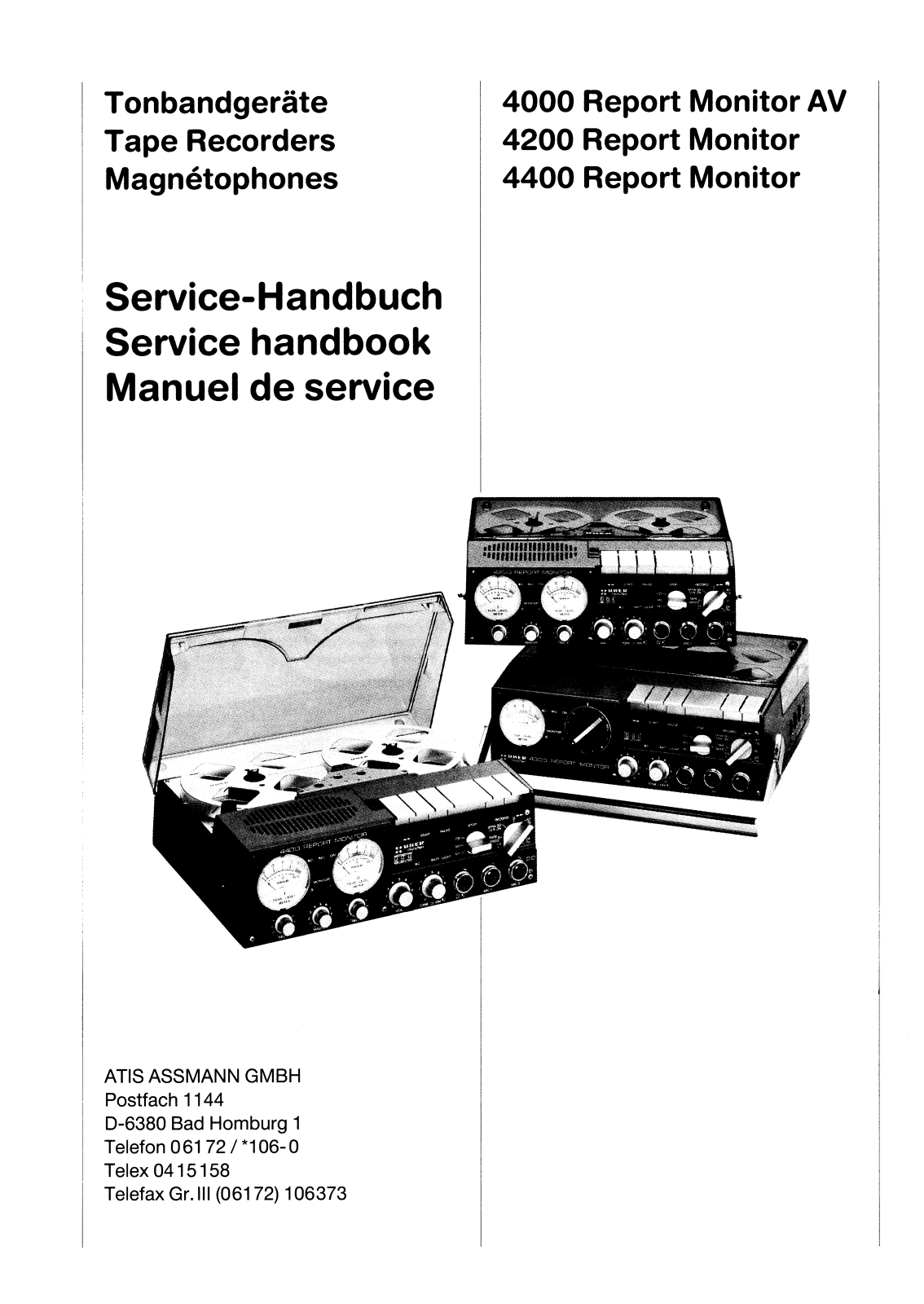 Uher 4000 Report Monitor AV Service manual