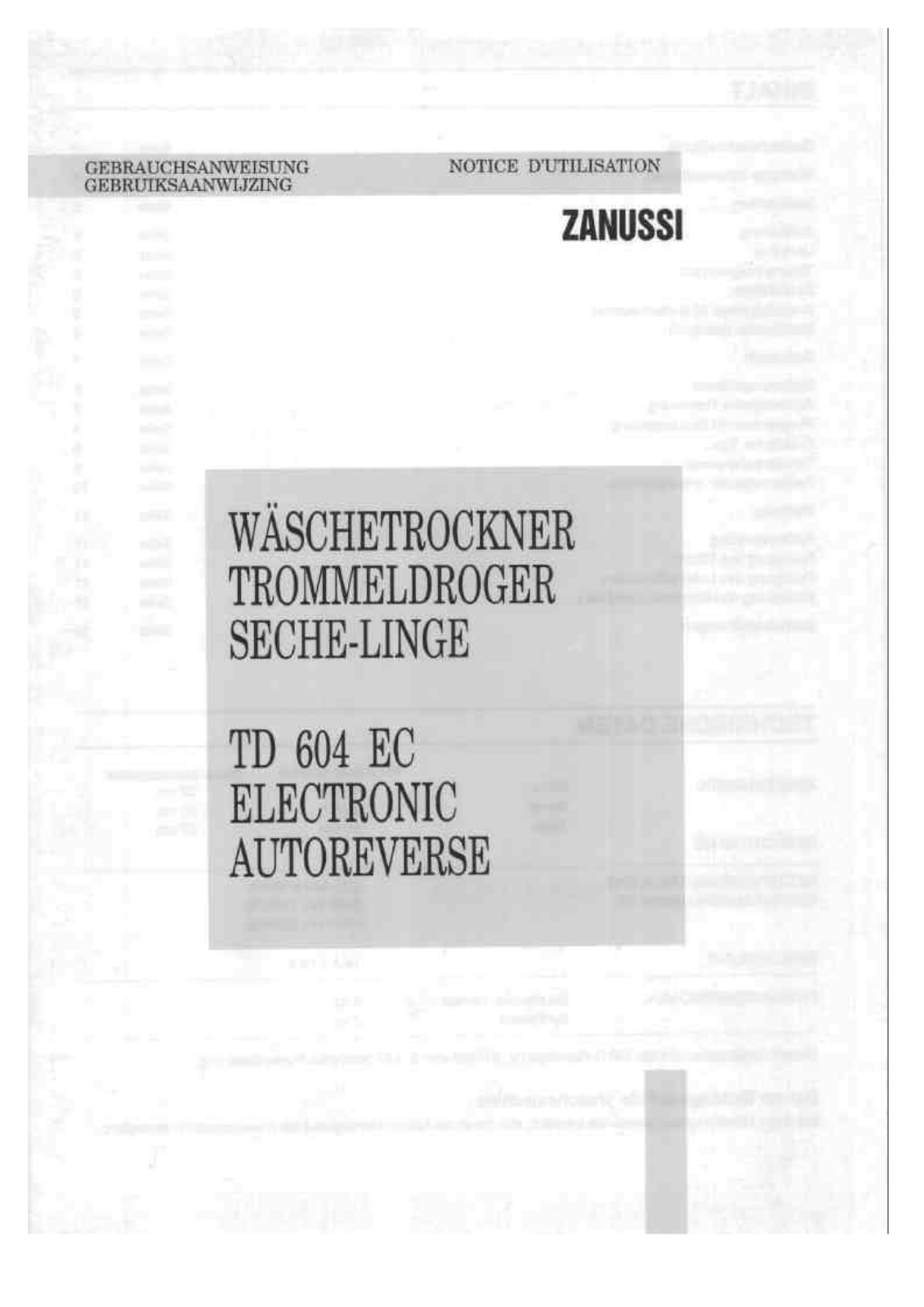 Zanussi TD604EC User Manual