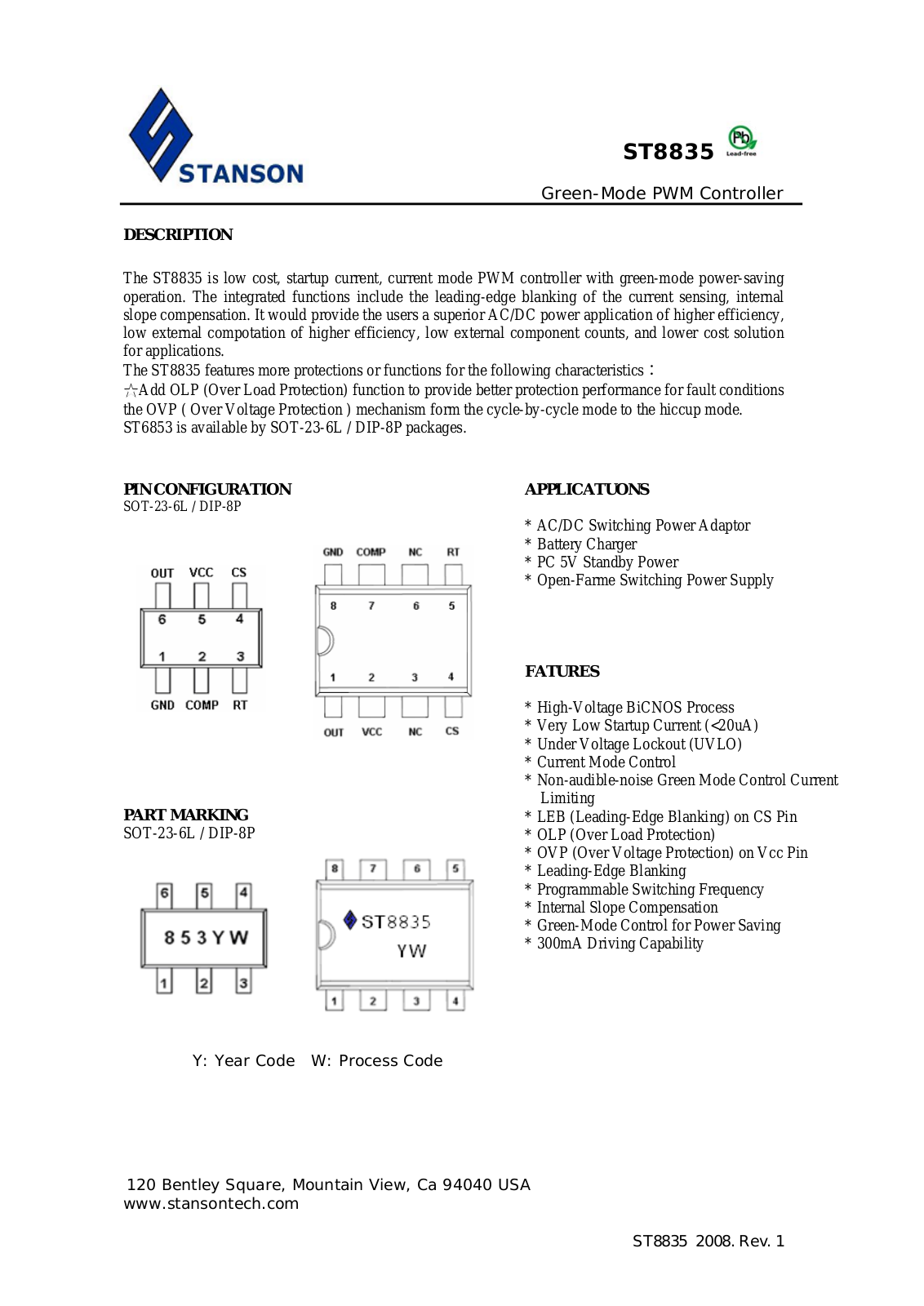 Datasheet ST8835 Datasheet (Stanson) - ManualMachine.com