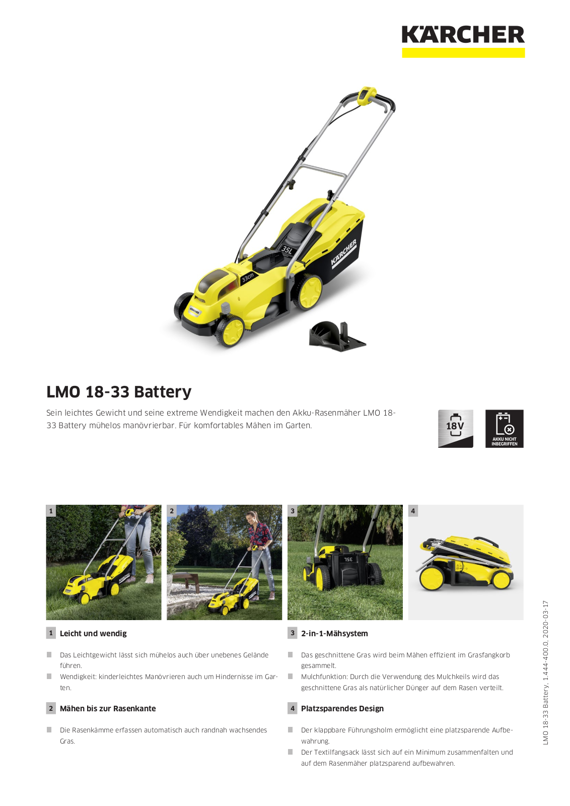 Kärcher LMO 18-33 Battery User Manual