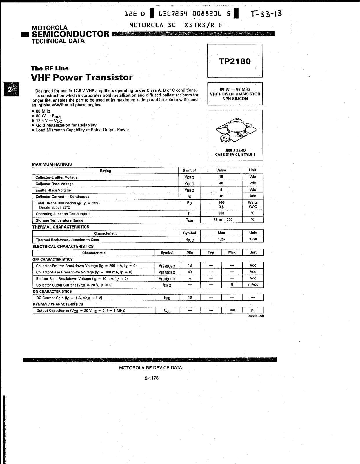Datasheets TP2180 Datasheet - ManualMachine.com
