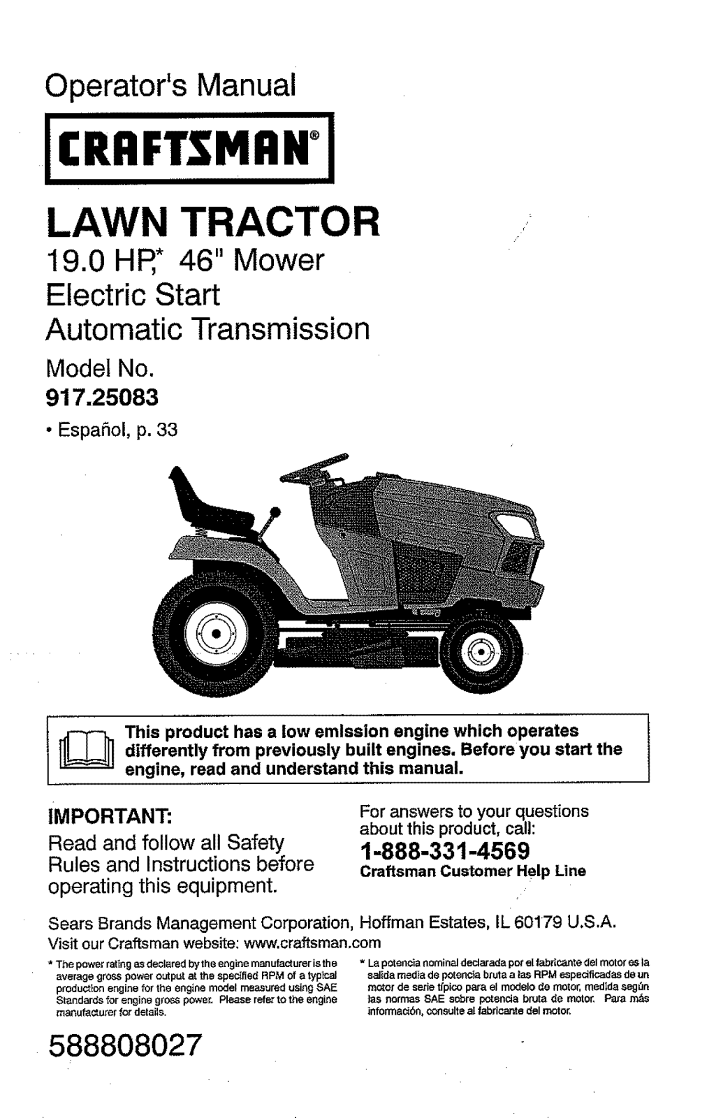 Craftsman 917250831 Owner’s Manual