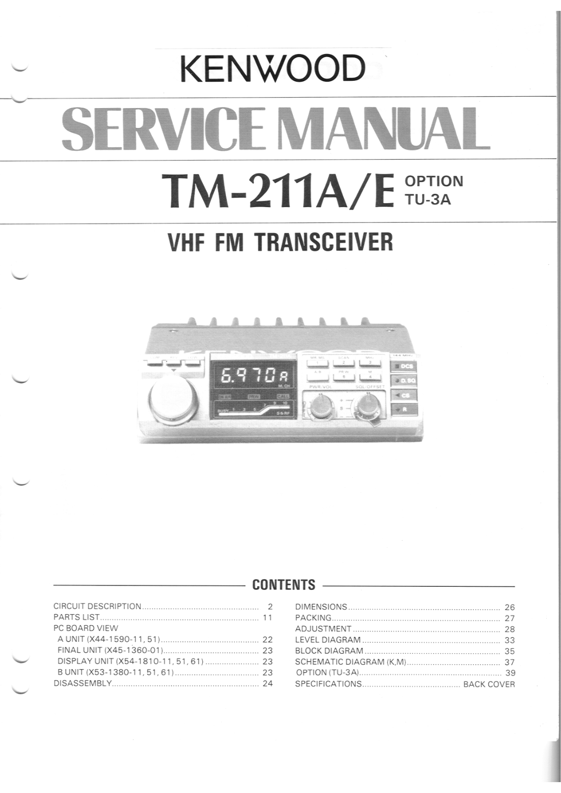 Kenwood TM-211E, TM-211A Service Manual