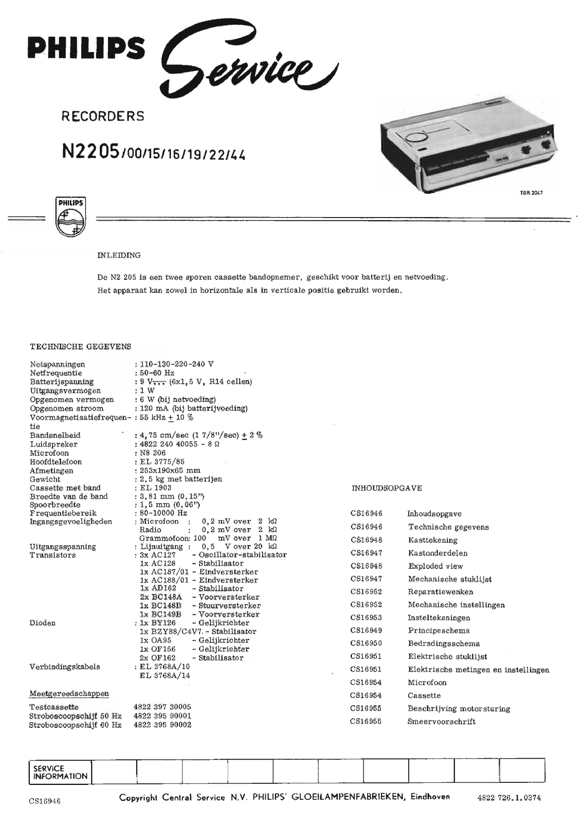 Philips N-2205 Service Manual