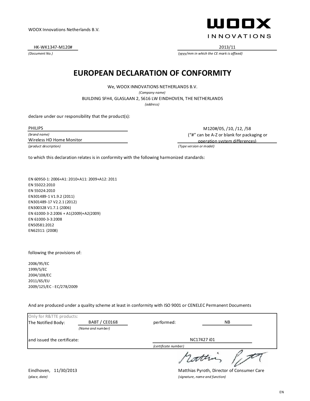 Philips HK-WK1347-M120 User Manual