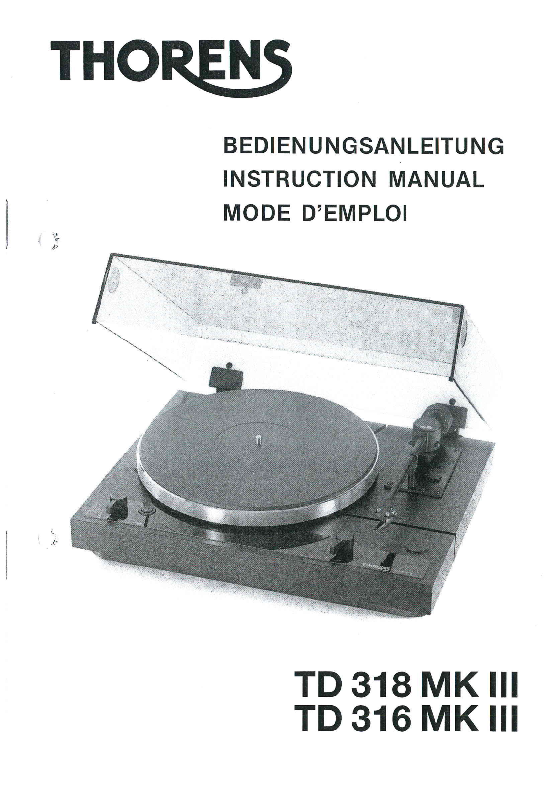 Thorens TD-318 Mk3 Owners manual