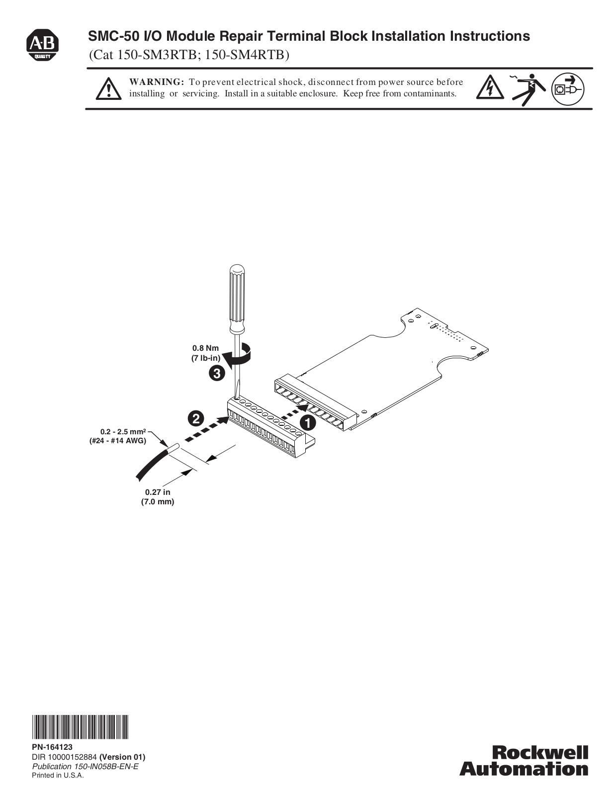 Rockwell Automation 150-SM3RTB User Manual