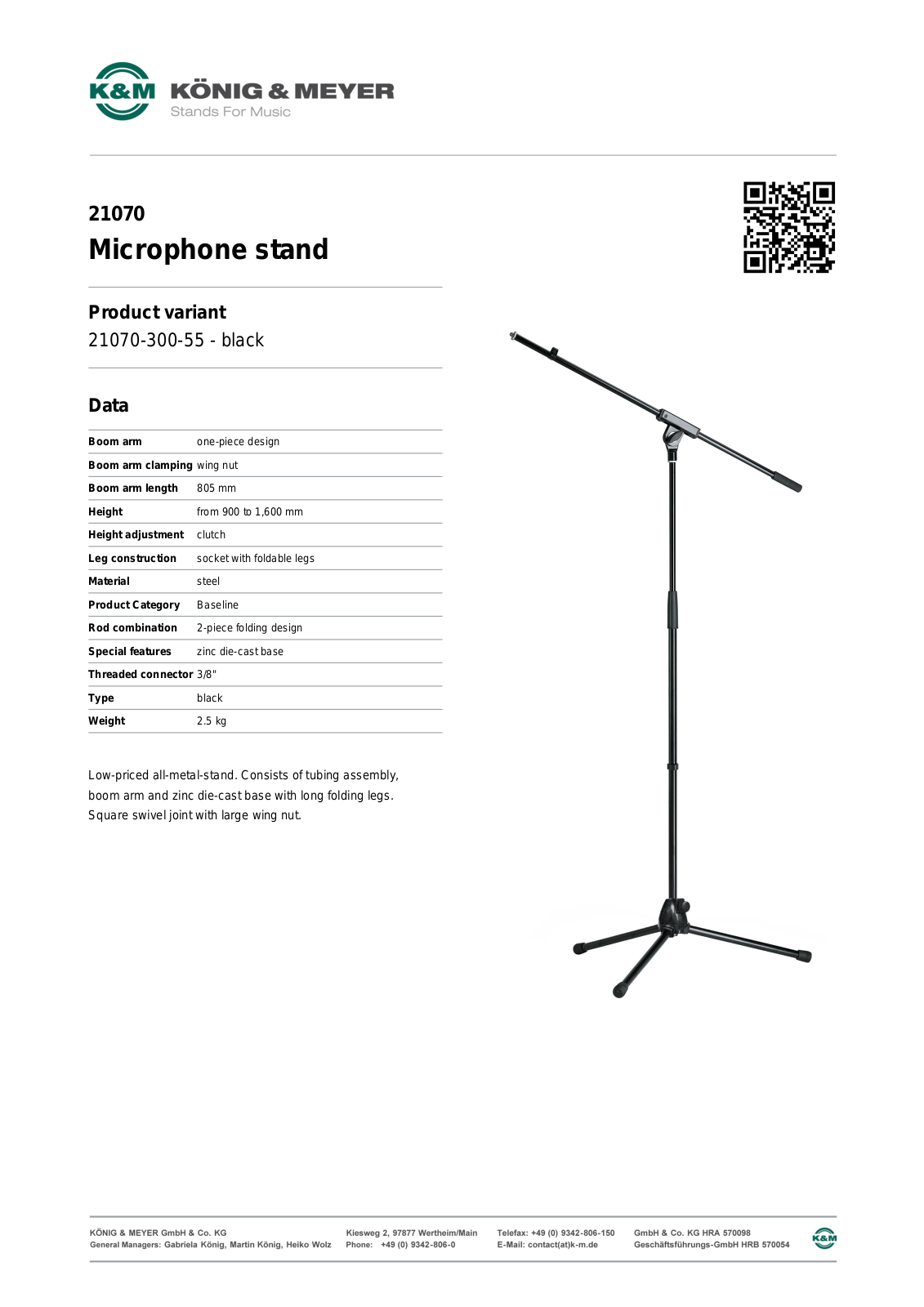 Konig & Meyer 21070 Specification