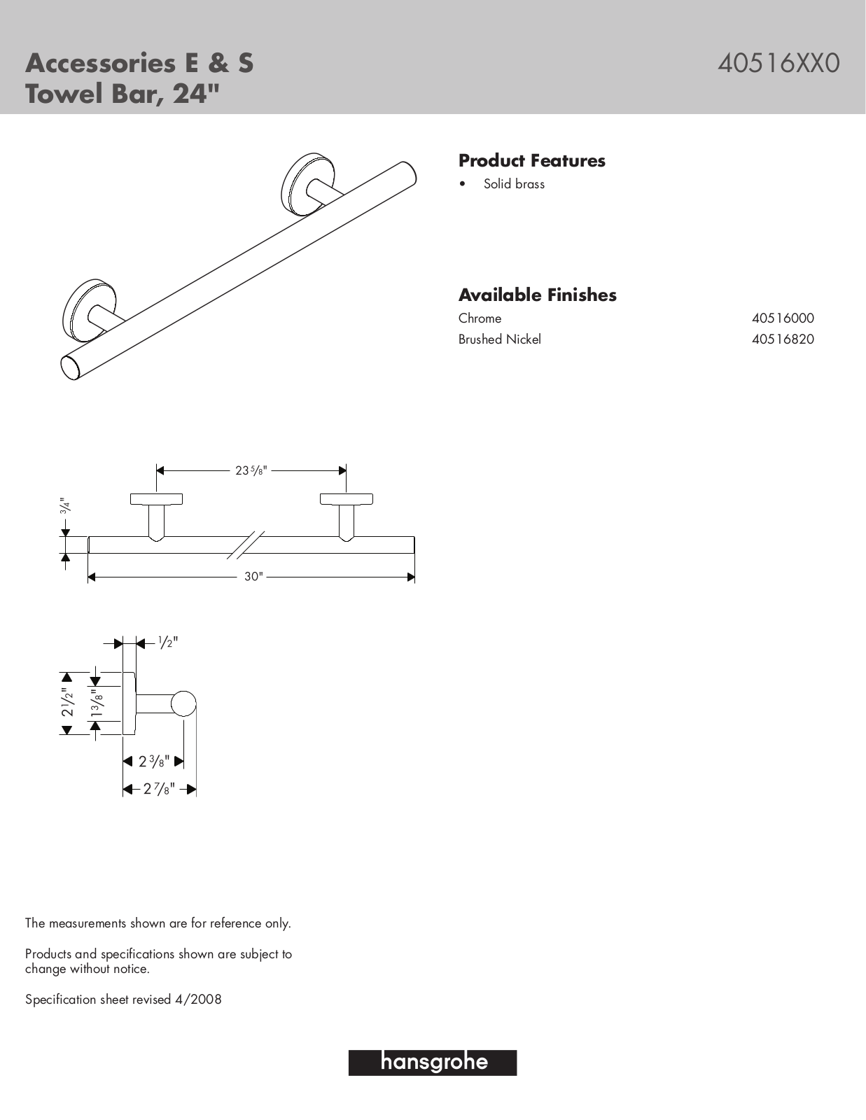 Hans Grohe 40516XX0 User Manual