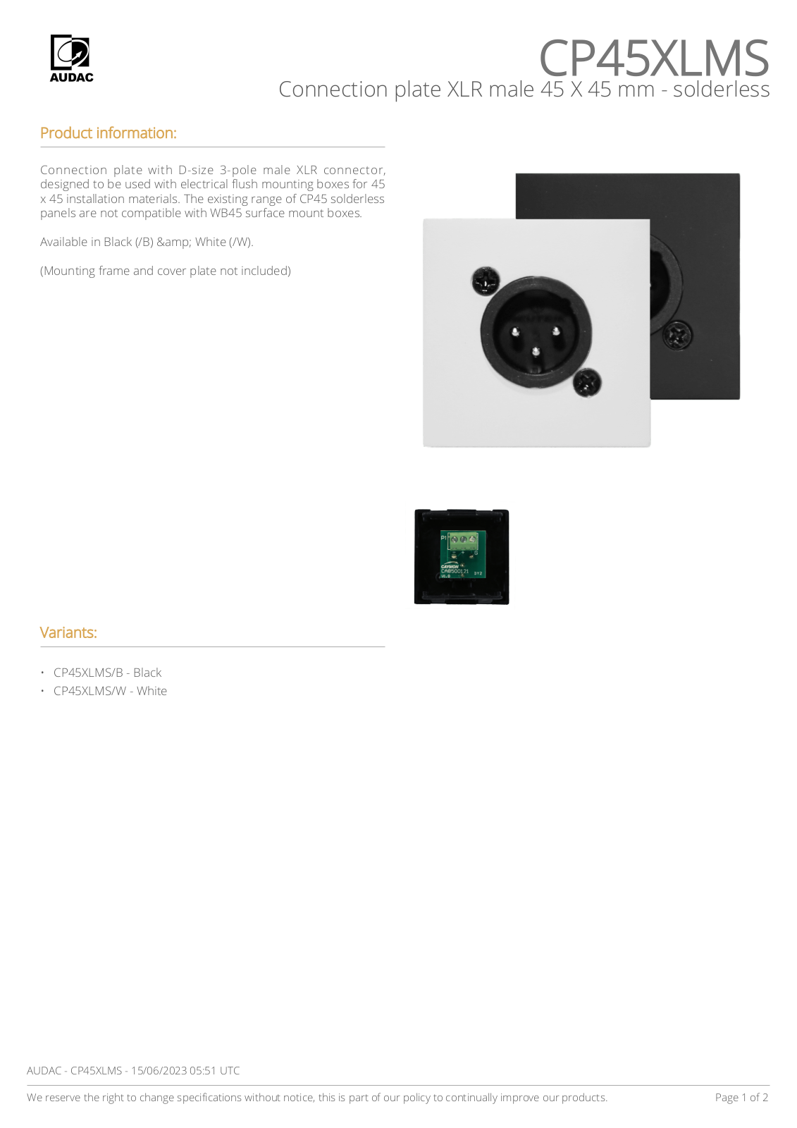 Audac CP45XLMS User guide - ManualMachine.com