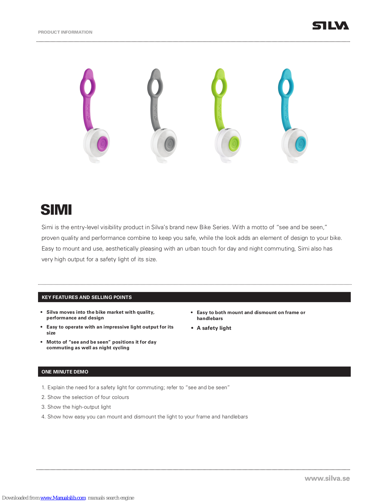 Silva SIMI Product Information - ManualMachine.com
