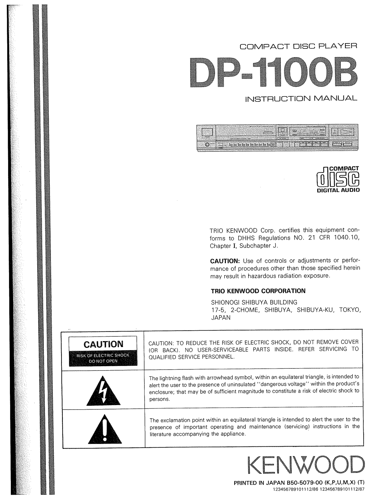 Kenwood DP-1100B Owner's Manual