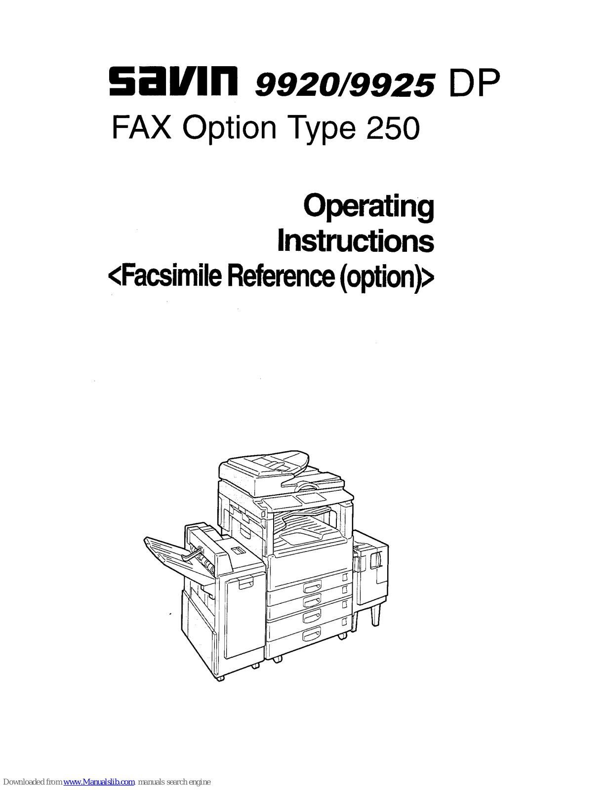 Savin 9925DP,250 Facsimile Reference Manual