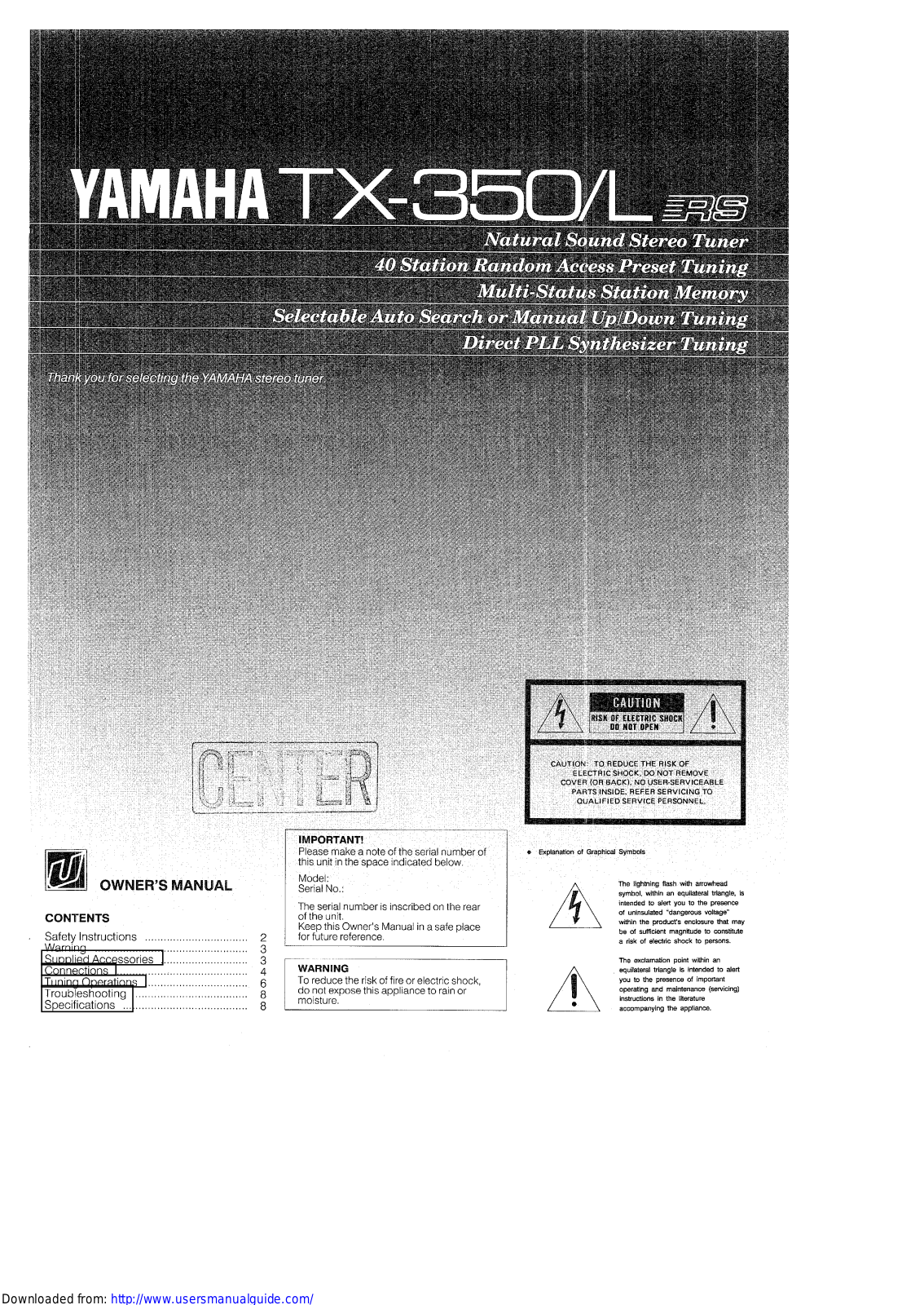 Yamaha Audio TX-350 User Manual