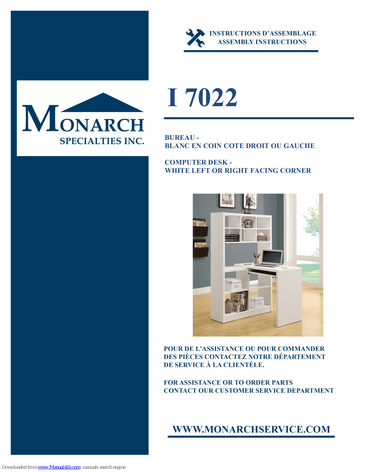 Monarch Specialties I 7022 Assembly Instructions Manual