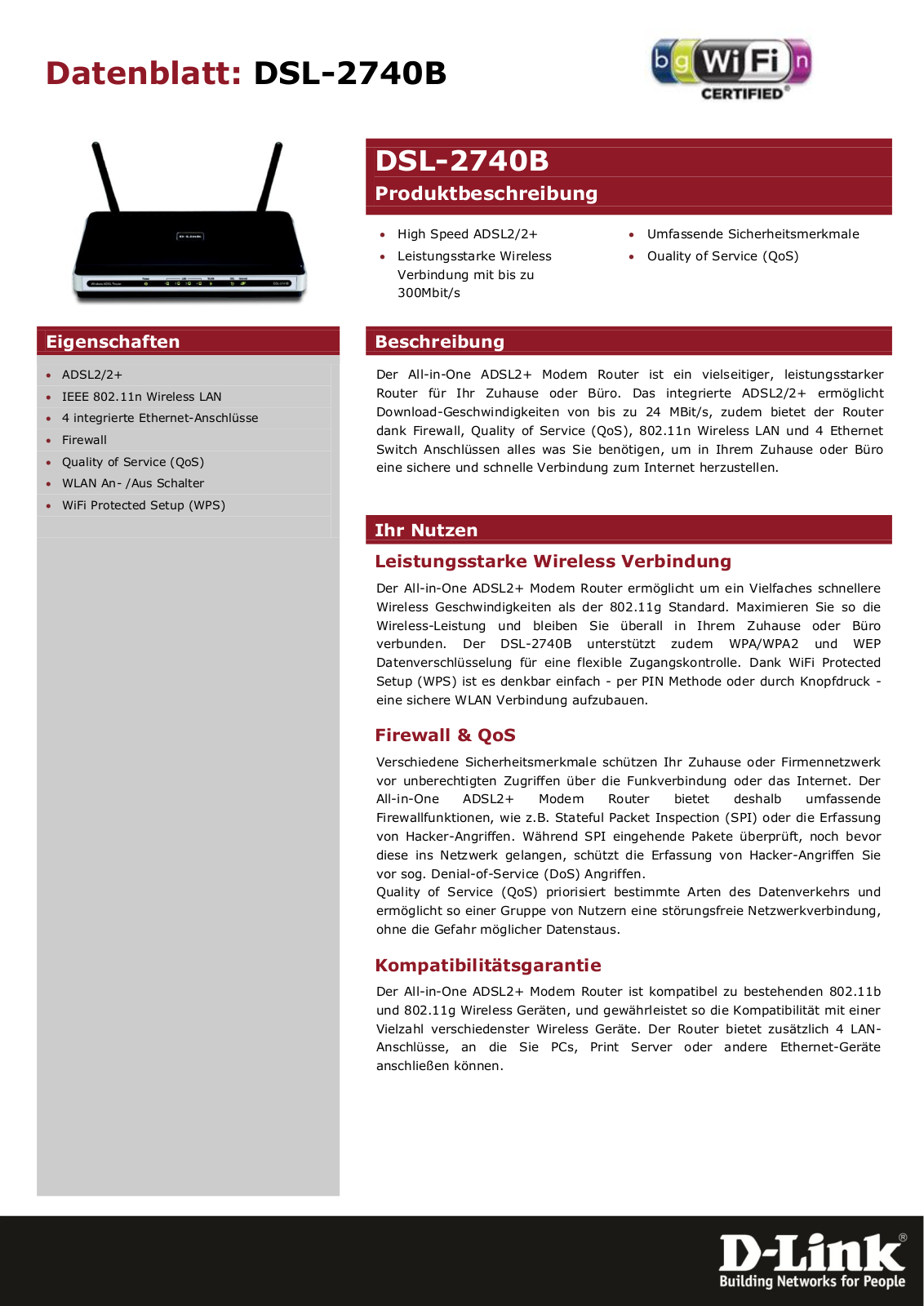 D-link DSL-2740B DATASHEET