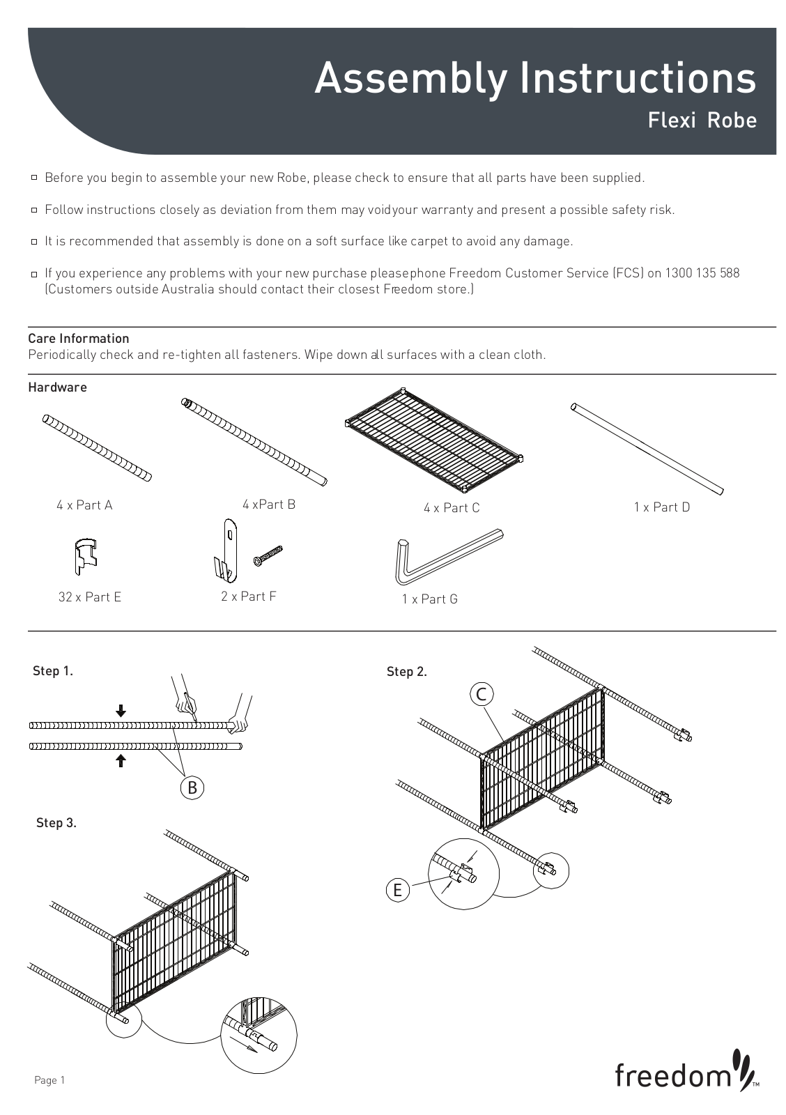 Freedom Flexi Robe Assembly Instruction