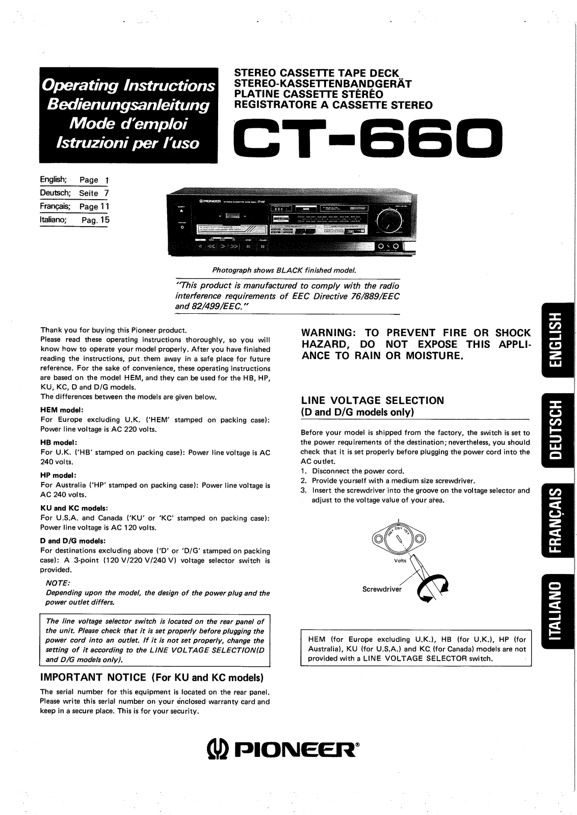 Pioneer CT-660 Owners manual